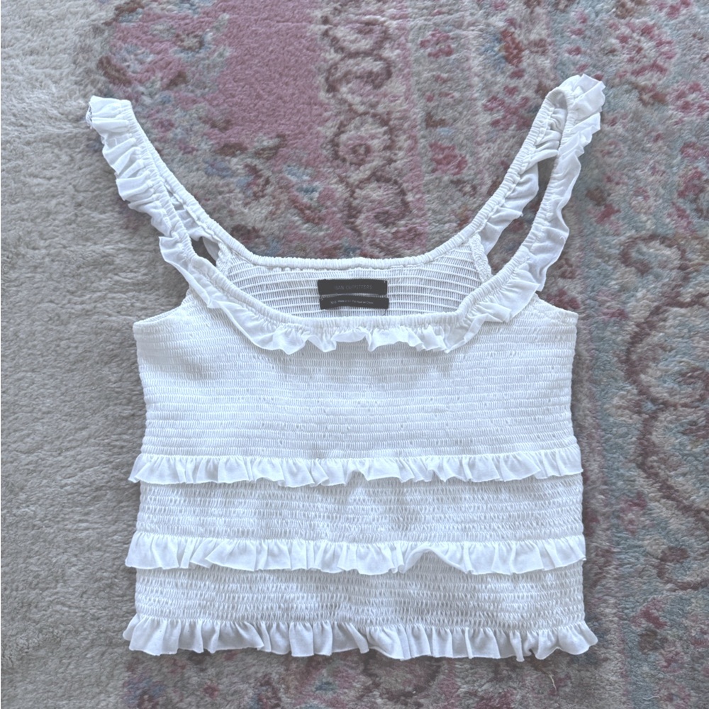 White Ruffled Women's Top